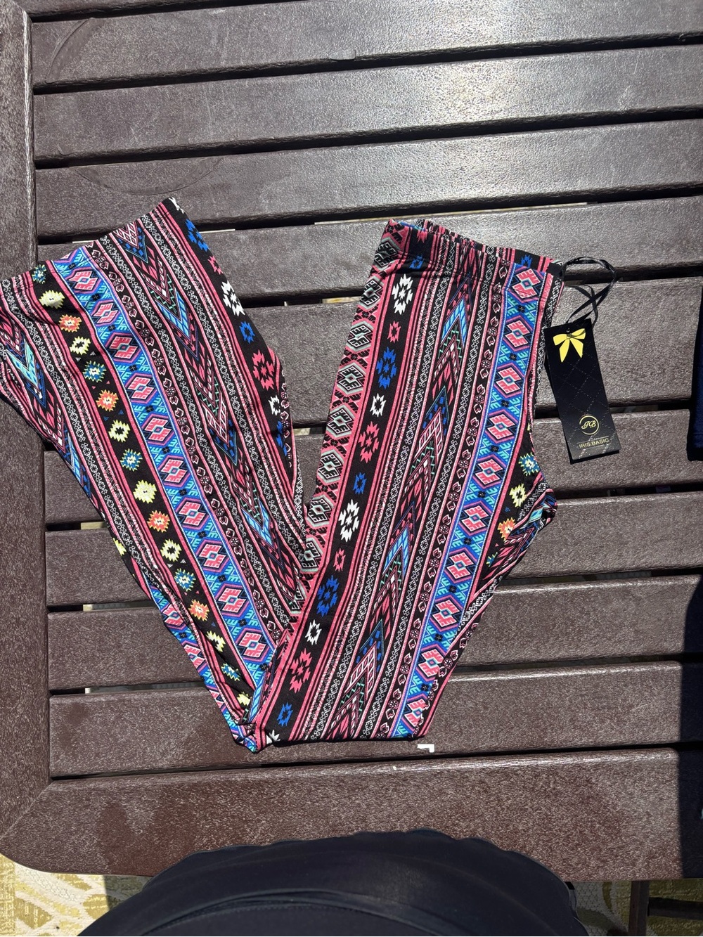 iris Multicolor Aztec Print Leggings - Black, Pink, Blue